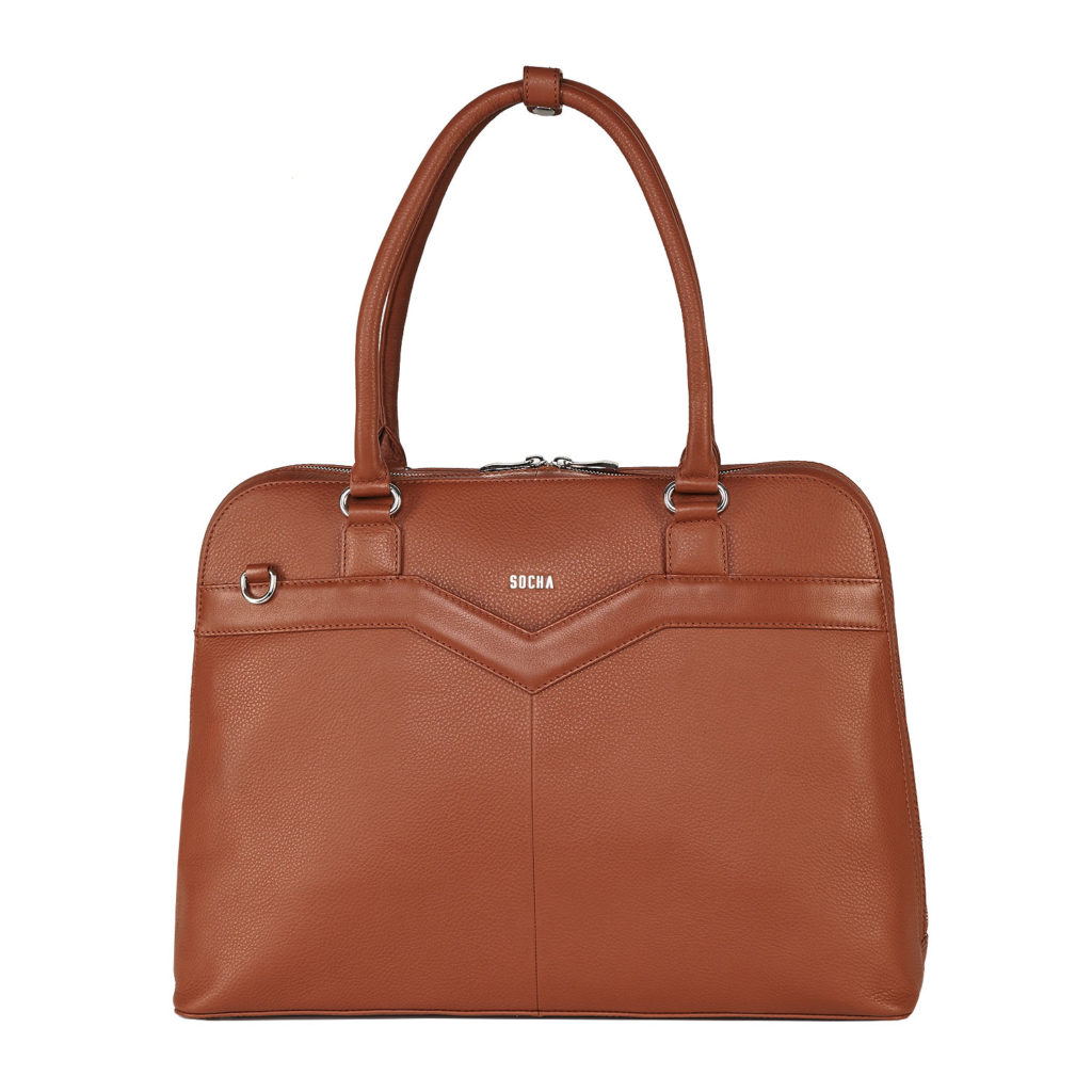 ledertasache laptop damen cognac von socha 15.6 zoll