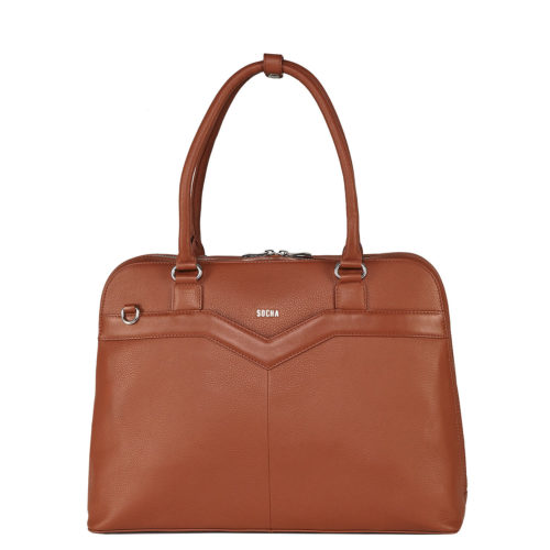 klassisch elegante laptoptasche für damen cognac 15 zoll von socha