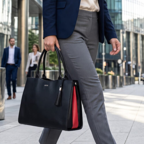 exklusive businesstasche aus schwarzem leder 16 zoll von socha