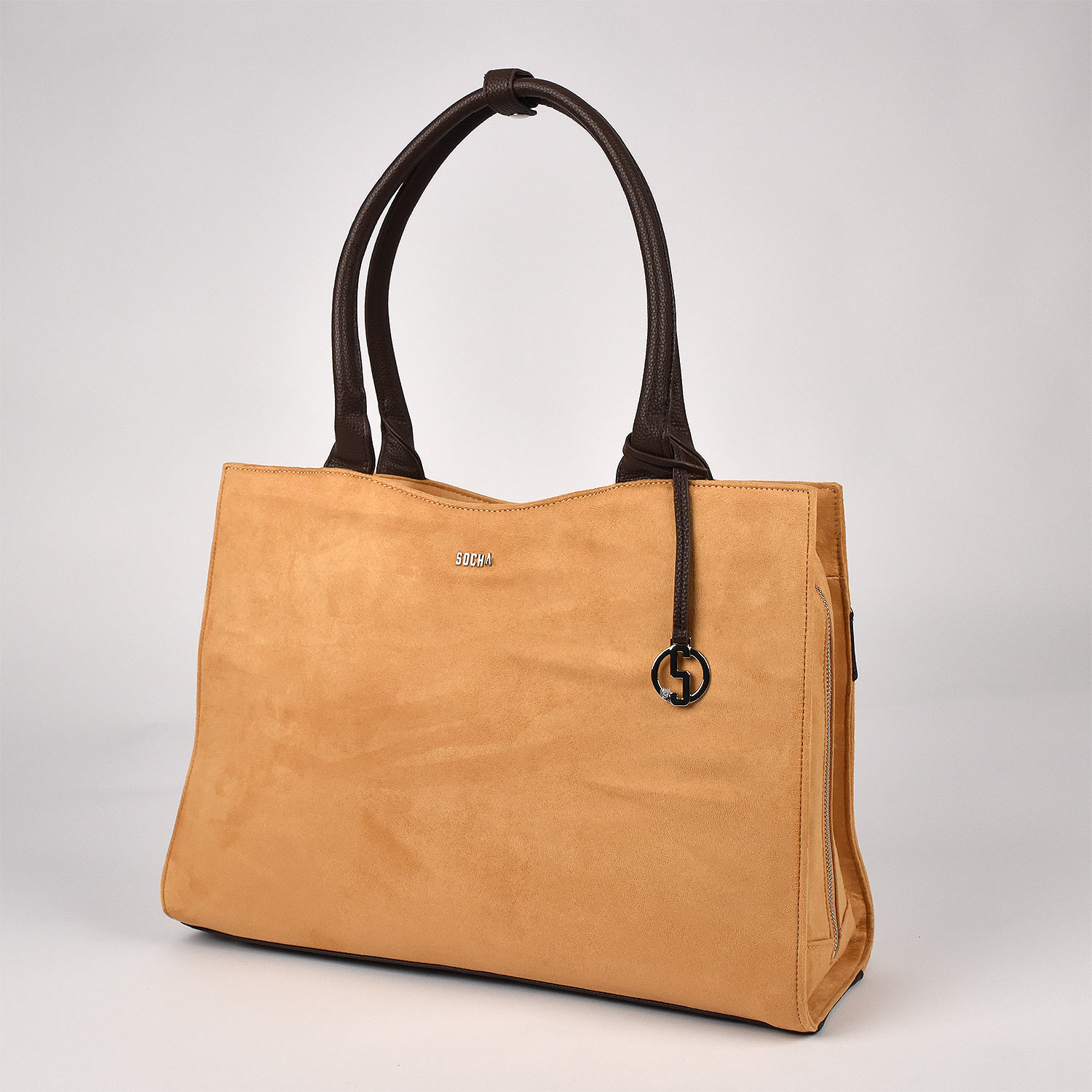 SOCHA Graue Businesstasche Damen, SOCHA Straight Line Mud, für 15" Laptop