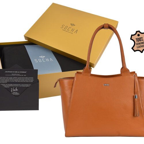geschenk set laptoptasche leder cognac von socha