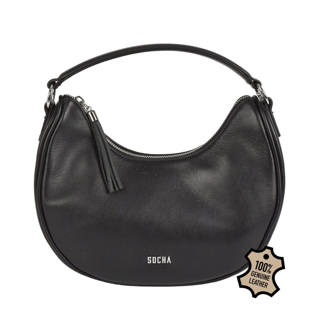elegante umhängetasche aus schwarzem nappaleder für frauen von socha
